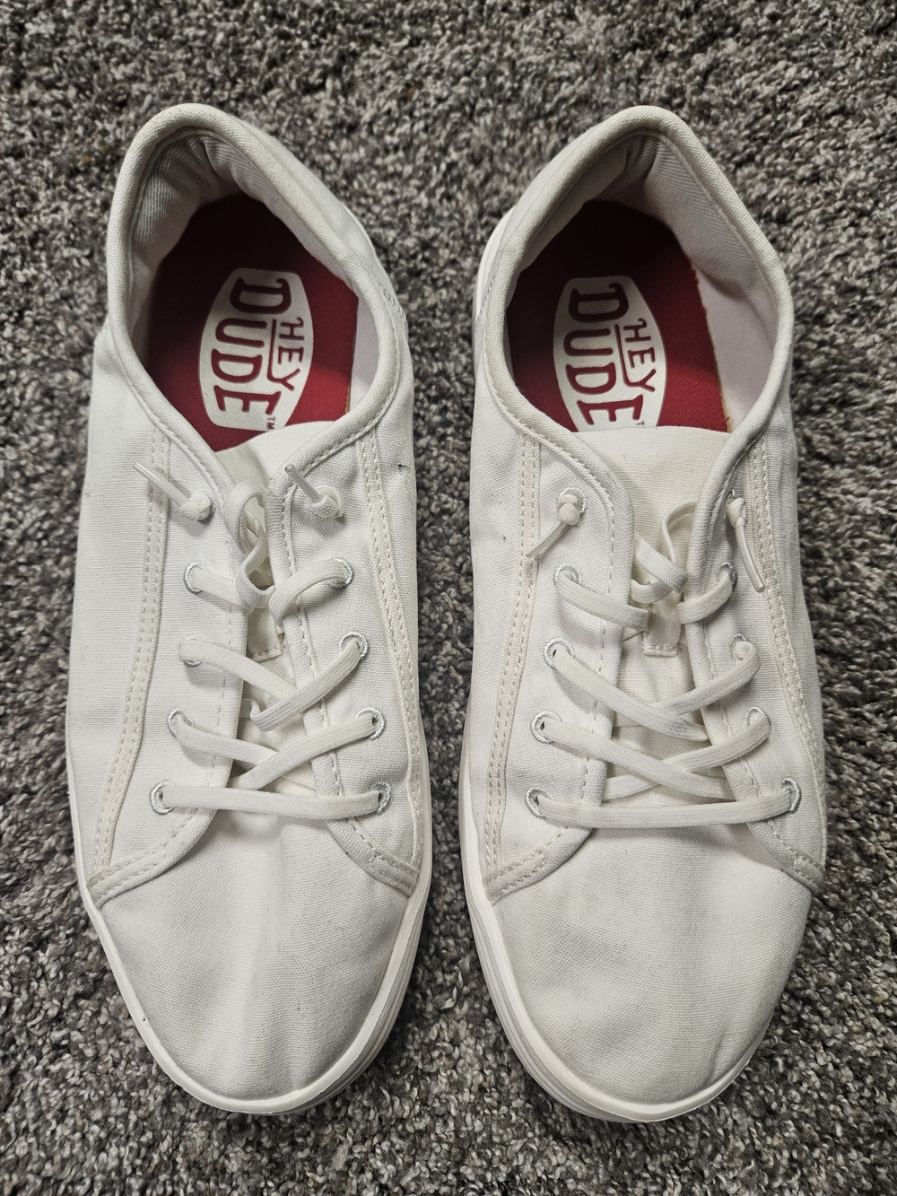 Hey Dude White Canvas Lace-Up Sneakers